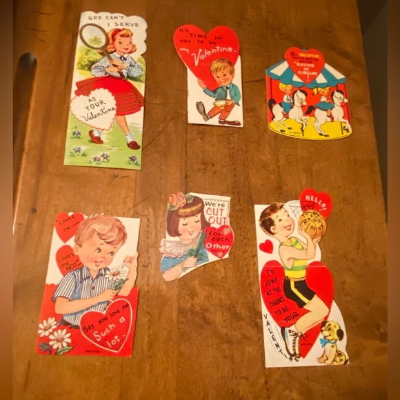 Vintage 1960's Valentines Cards Unused Lot of 6 - Picture 1 of 8